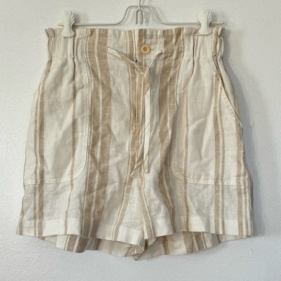 Madewell Linen Blend High Rise Pull On Paperbag Striped Shorts Sz XXS - Picture 11 of 11